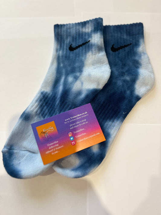 Nike Tie Dye Ankle Socks - Navy Blue & White