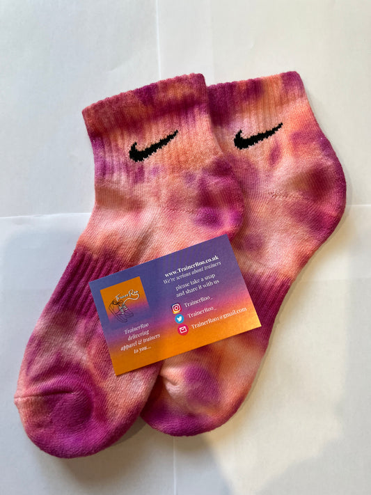 Tie Dye Nike Ankle Socks - Purple, Orange & White (Fruit Salad)