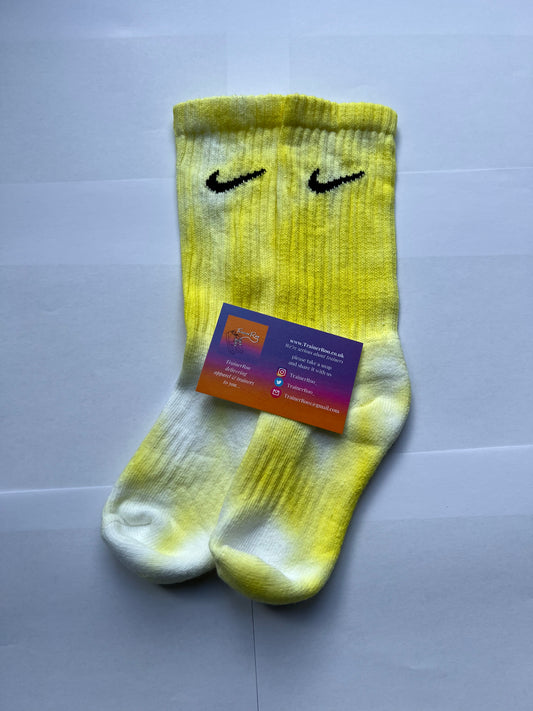 Tie Dye Nike Crew Socks - Yellow & White